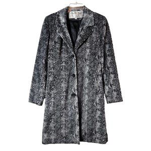 Mitsu London Jacket Trench SMALL (0-2) Gray Black‎ Snake Velvety Mob Wife